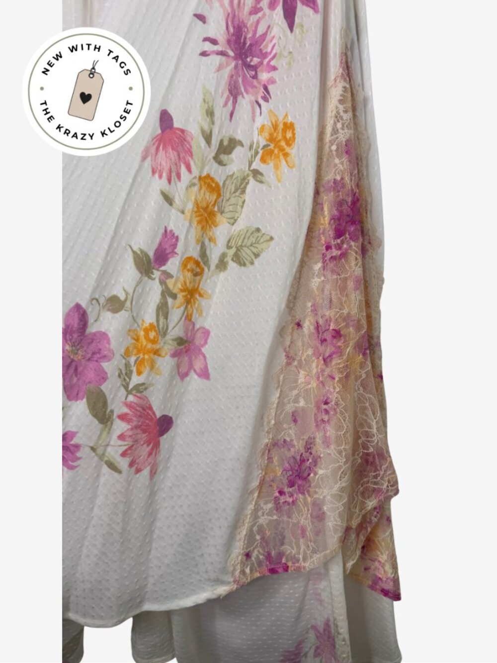 Free People Spring Soiree Midi Lace Trim Slip Floral Spring Combo XS NWT - Picture 6 of 14